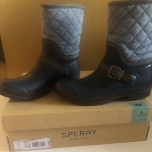 Sperry Walker Quilted Navy Rain Boots